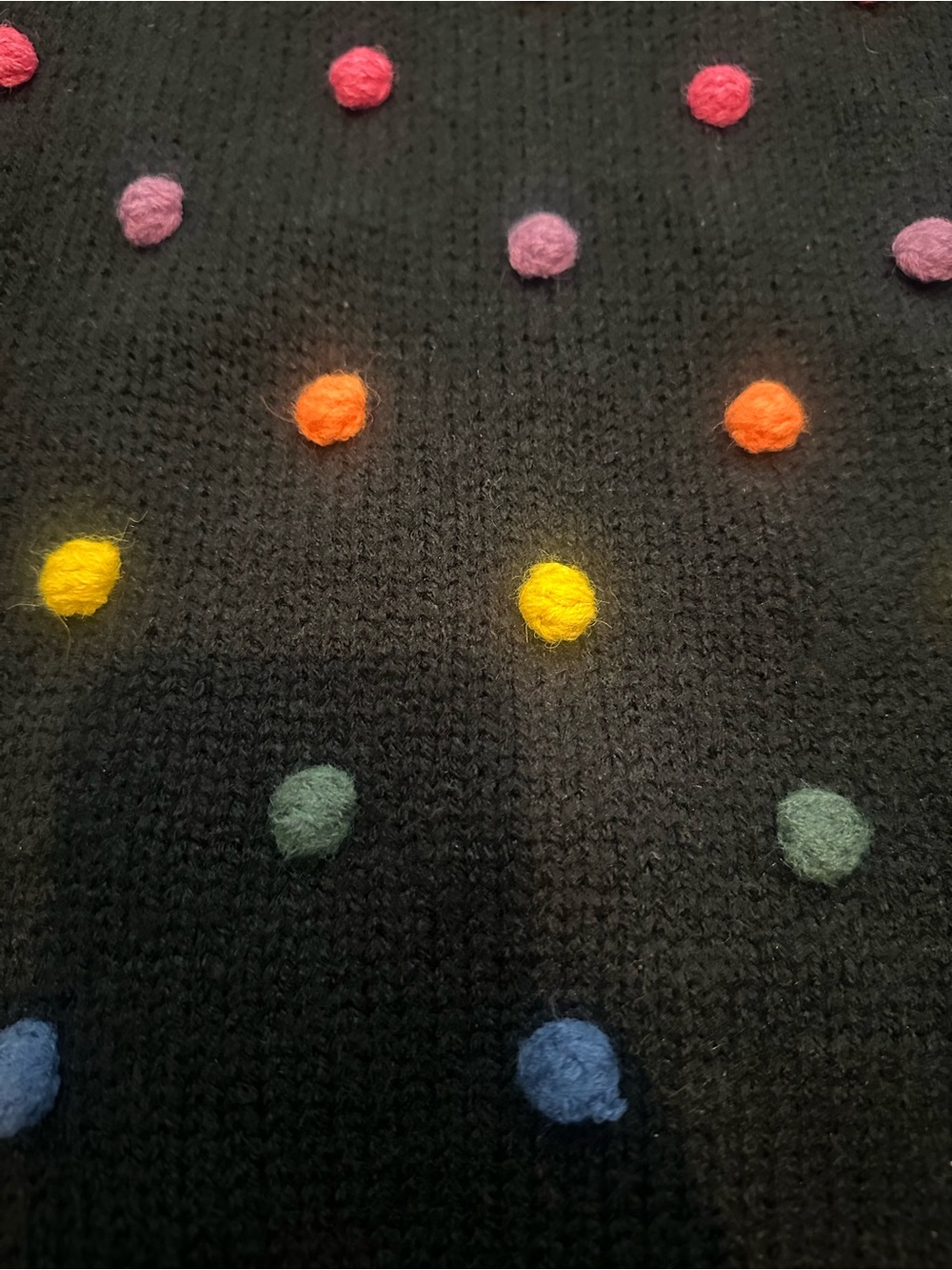 NWT Women’s Sz. S - FARM Rio Rainbow Dots Sweater - Black - Picture 8 of 8